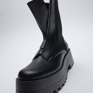 Zara Flat Sock Ankle Boots with Zipper